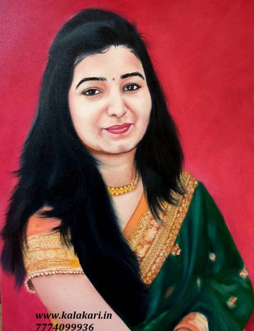 Oil portrait painting kalakari